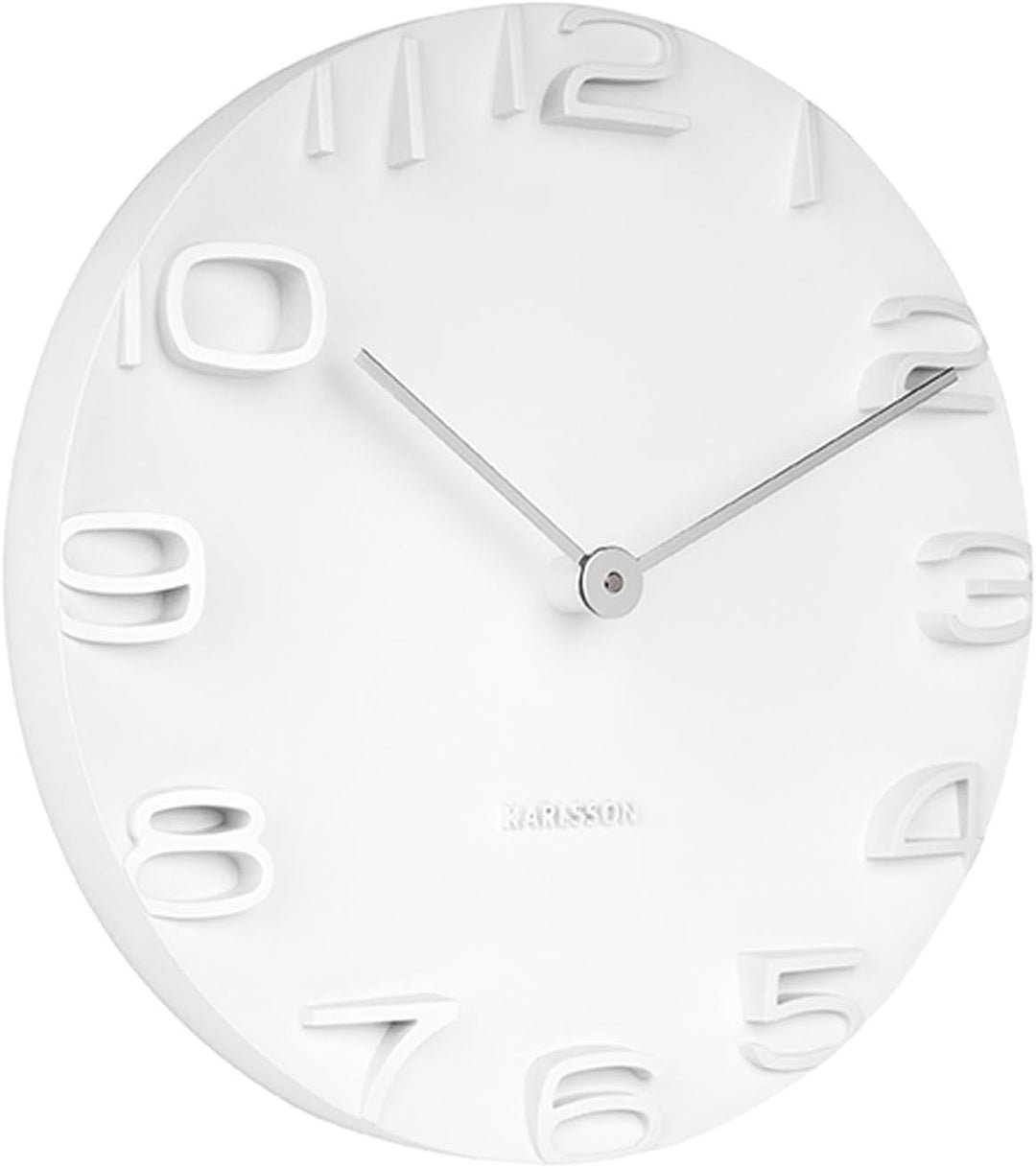 Karlsson KA5311WH Wanduhr On The Edge, weiss mit Zeiger, Chrom, Ø 42 cm
