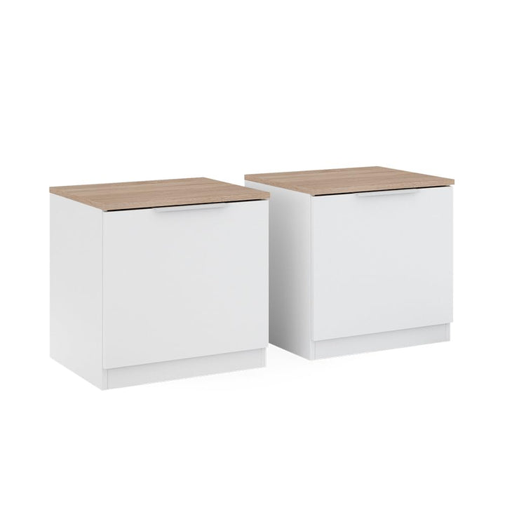 Vicco Nachttisch Betti, Nachtkommode, Weiss/Sonoma, 50 x 50 cm 2er Set Weiss/Sonoma 2 Nachttische, W