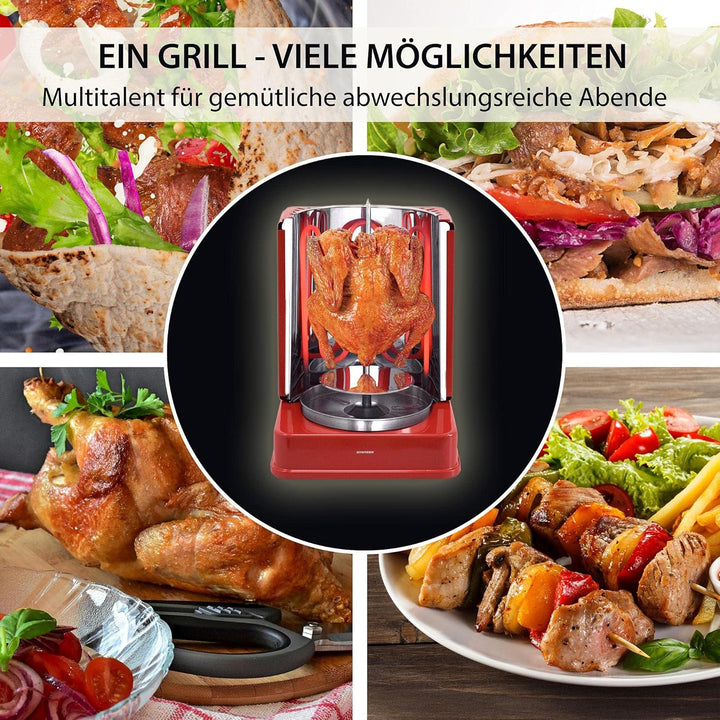 Syntrox Germany Dönergrill ROT-1400W-RED-Avila Gyrosgrill Kebapgrill Schaschlikgrill Rotisserie Hähn