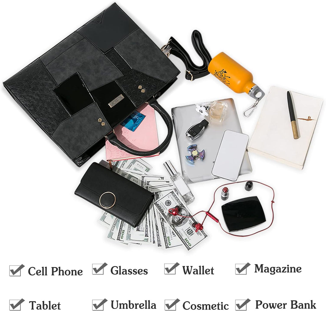 PORRASSO Damen Handtasche Mode Henkeltaschen Frauen Gross Schultertasche PU Leder Shopper Umhängetas