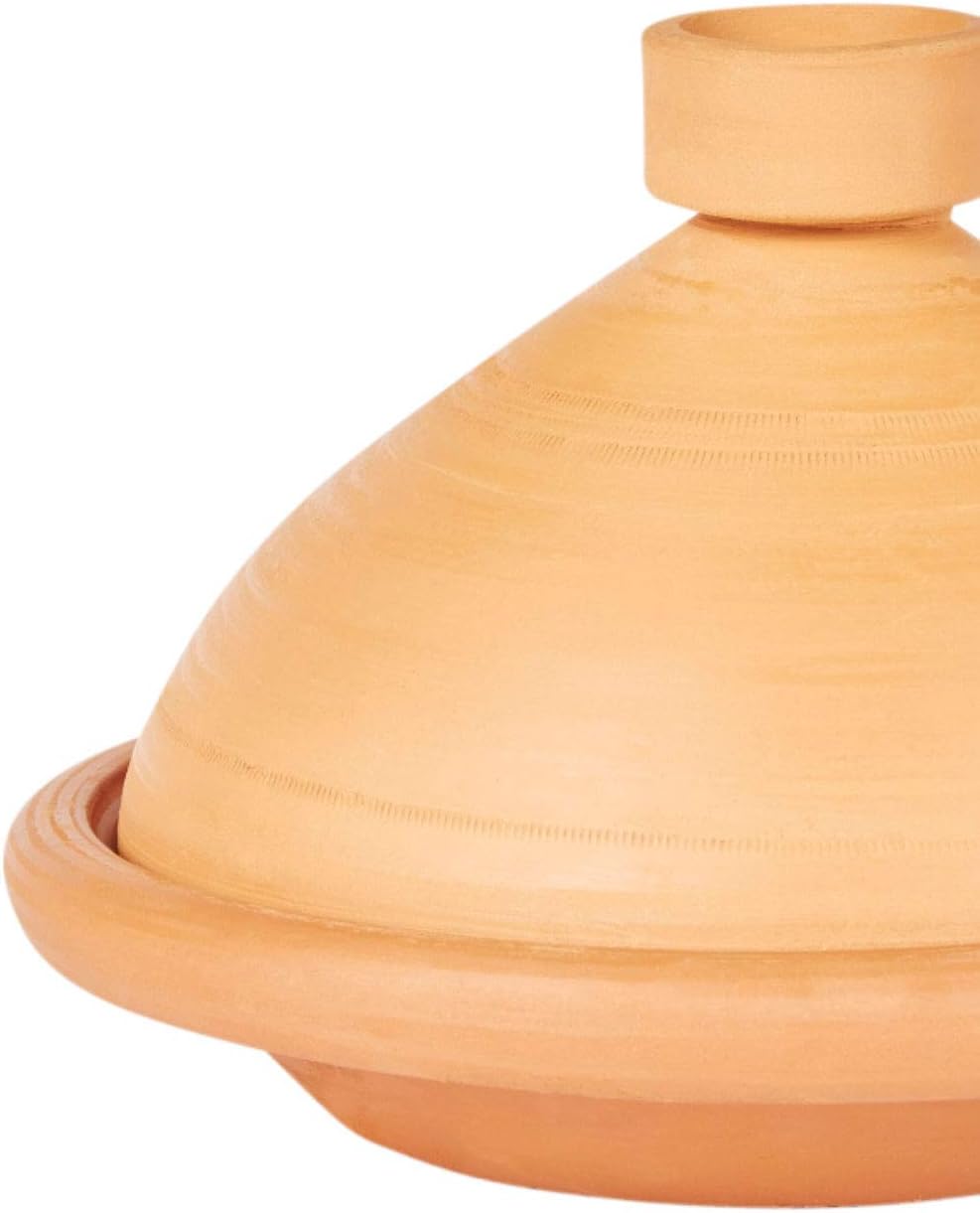 Marokkanische Tajine Topf zum Kochen + Kochbuch | Schmortopf Unglasiert Tuareg Ø 36cm für 5-8 Person