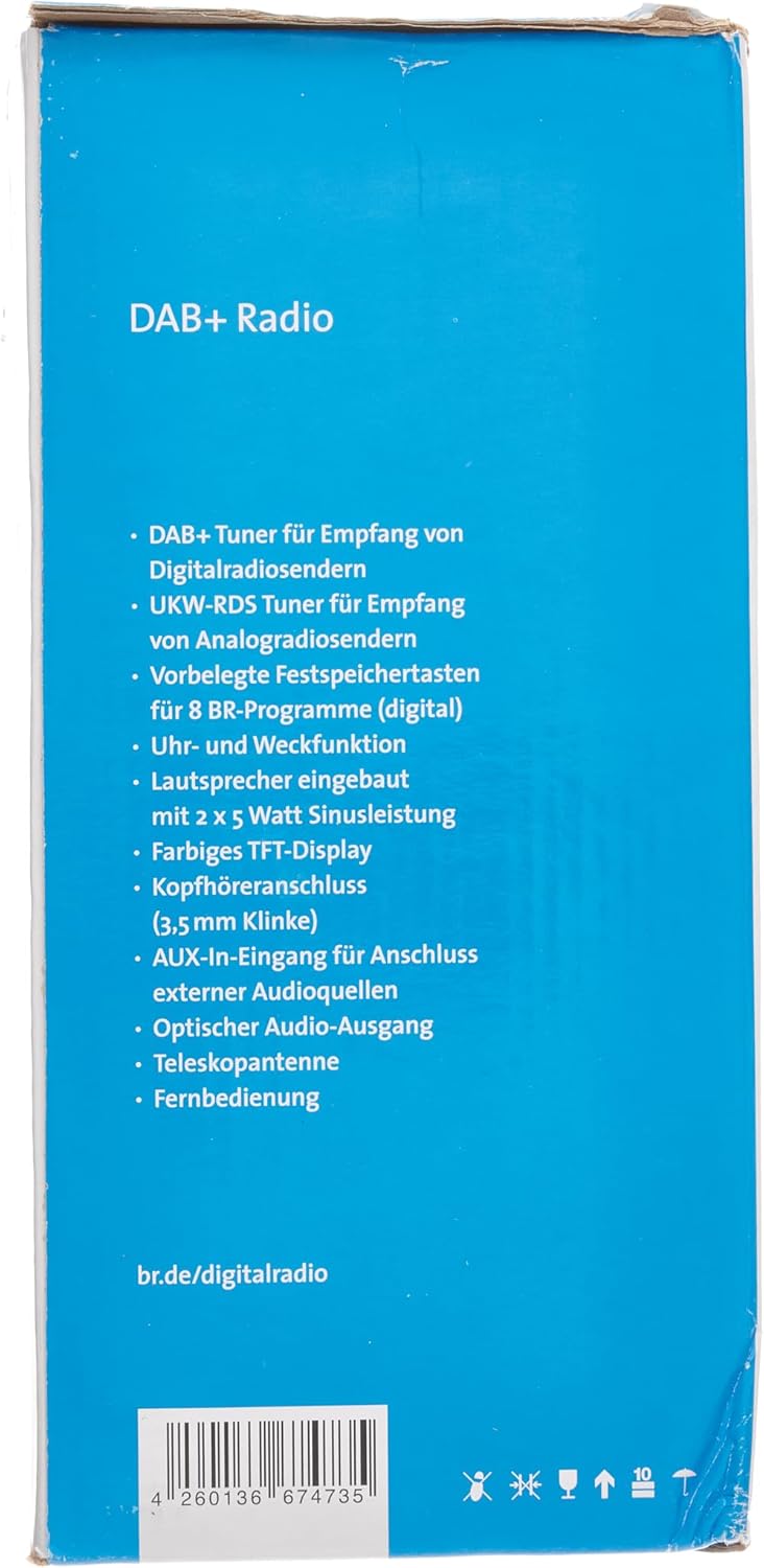 Dual 74735 Digitalradio • 8 Speichertasten für BR-Sender • Fernbedienung • Wecker • Kopfhöreranschlu