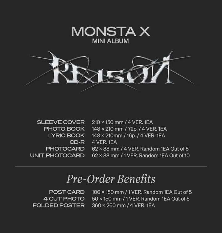 MONSTA X - REASON 12th Mini Album+Pre-Order Benefit (VER.3), VER.3
