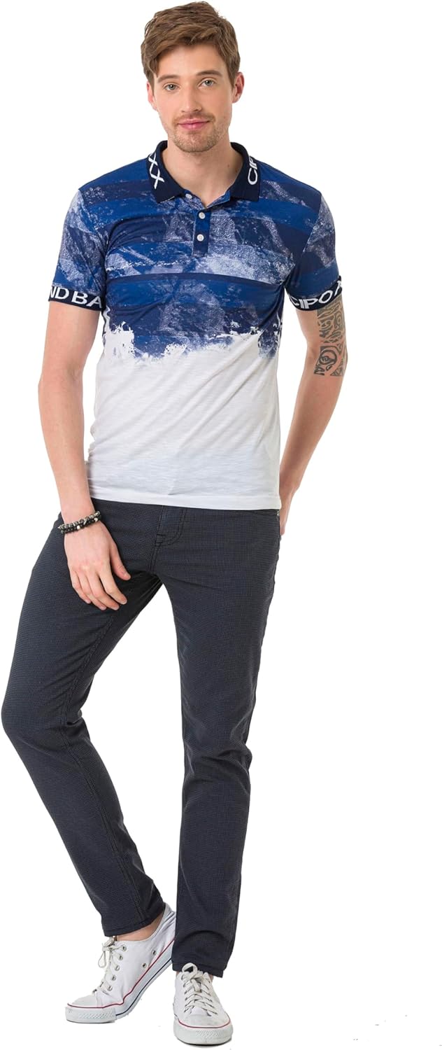 Cipo & Baxx Herren Jeans & Freizeithose | Used Look, Ziernähte, Logo Stickerei, Kontrastnähten, Bike
