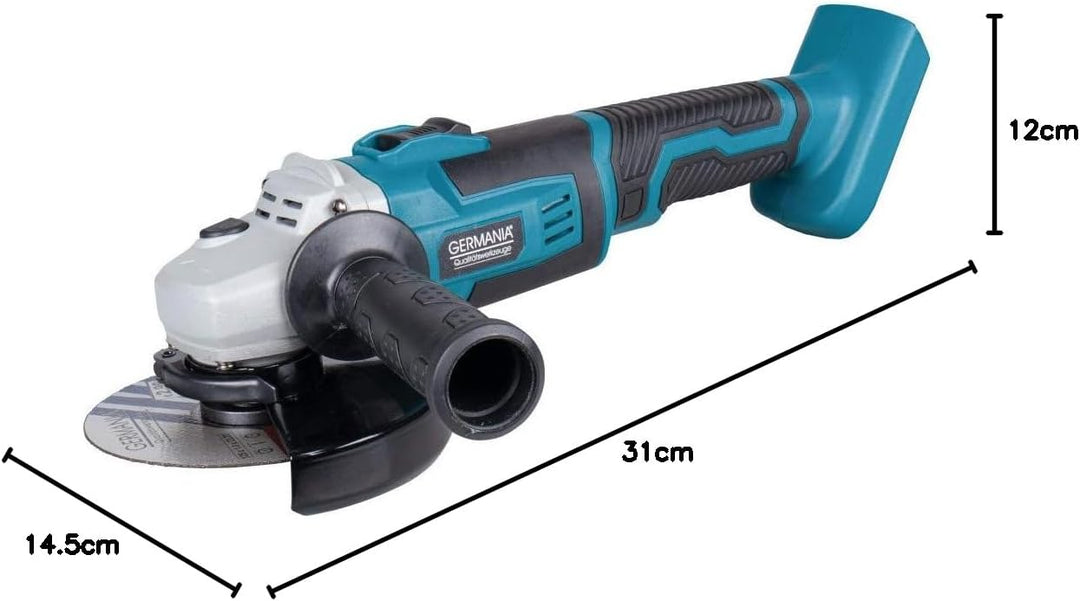GERMANIA Plattform Akku-Winkelschleifer 20 V für 125 mm Scheiben mit Zusatzhandgriff (ohne Akku & oh