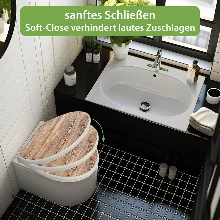 banjado Toilettendeckel mit Absenkautomatik 44,5x37cm - Soft Close Toilettensitz - WC Sitz mit Absen