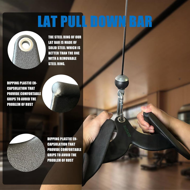 Generisch MARSAFIT Home Gym Fitness Rowing T-bar V-bar Pulley Cable Machine Attachments, Bicep Curl