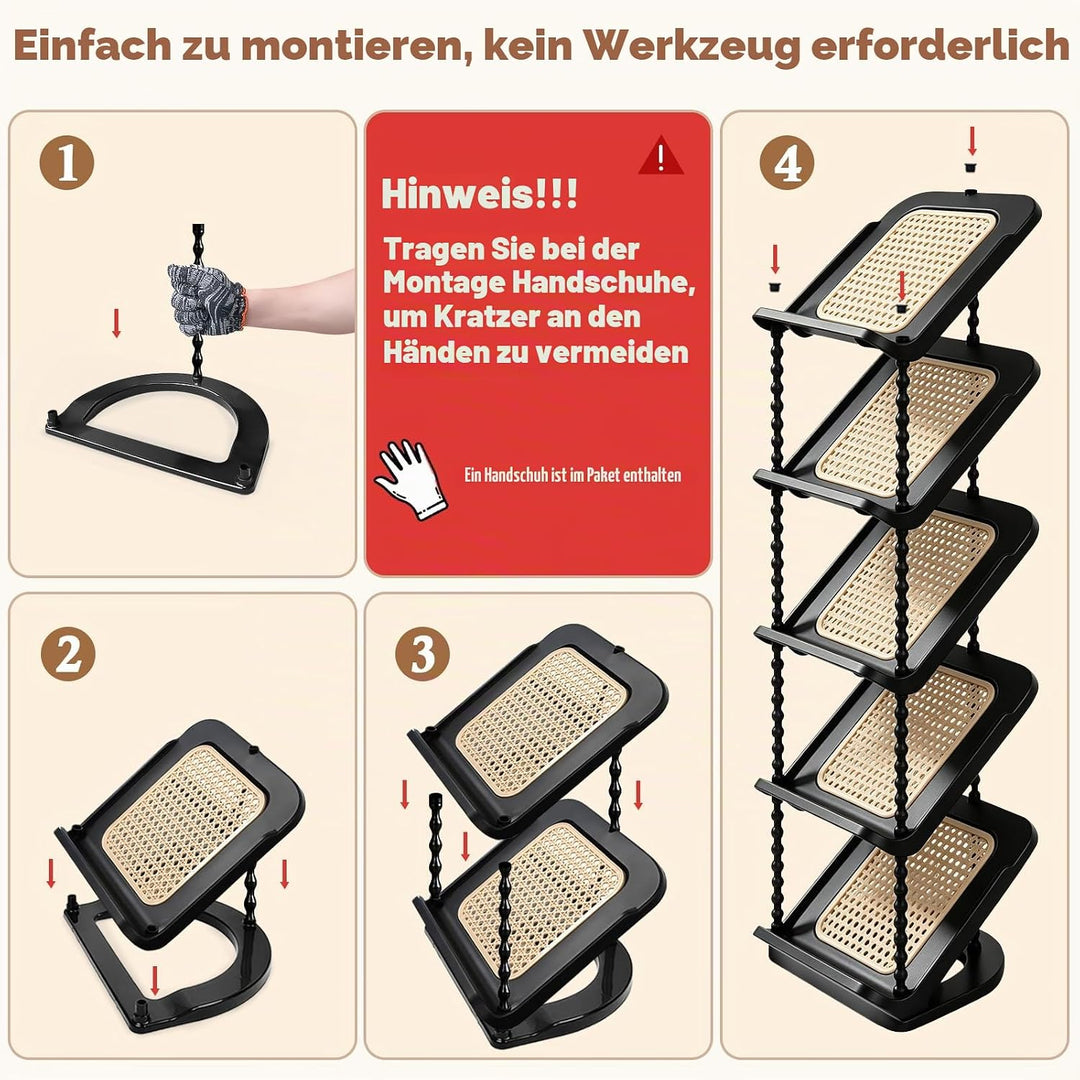 2 Stück Schuhregal Schmal mit 5 Ebenen, Platzsparend Schräg Schuhablage, Schuhschrank Schuhaufbewahr