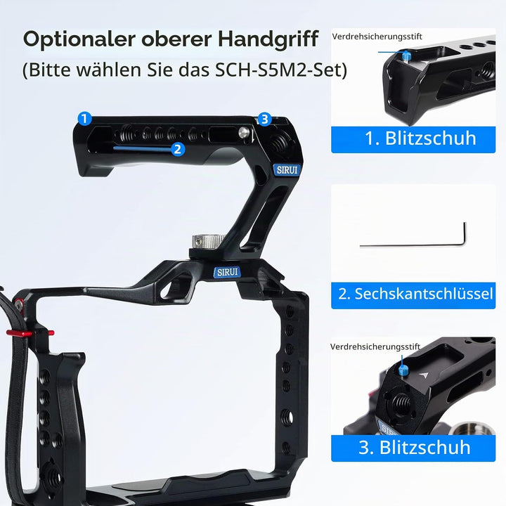 SIRUI Kamera Käfig Cage mit Top Handle für Panasonic LUMIX S5II/S5IIX,Arca-Swiss-kompatibel,Kamerage
