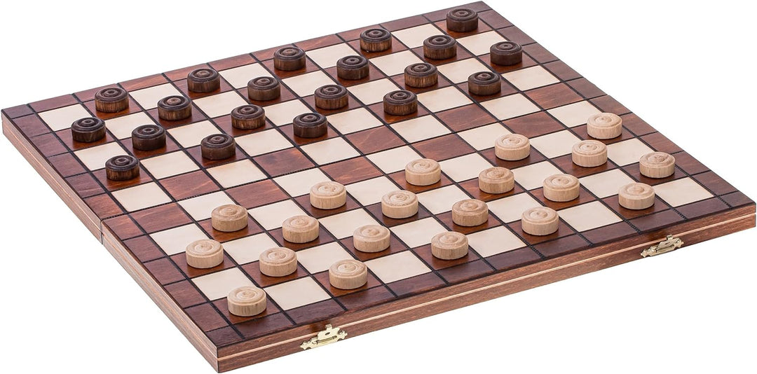 Square - Damespiel - 100 Feld - Dame Set aus Holz - Brett 40 x 40 cm