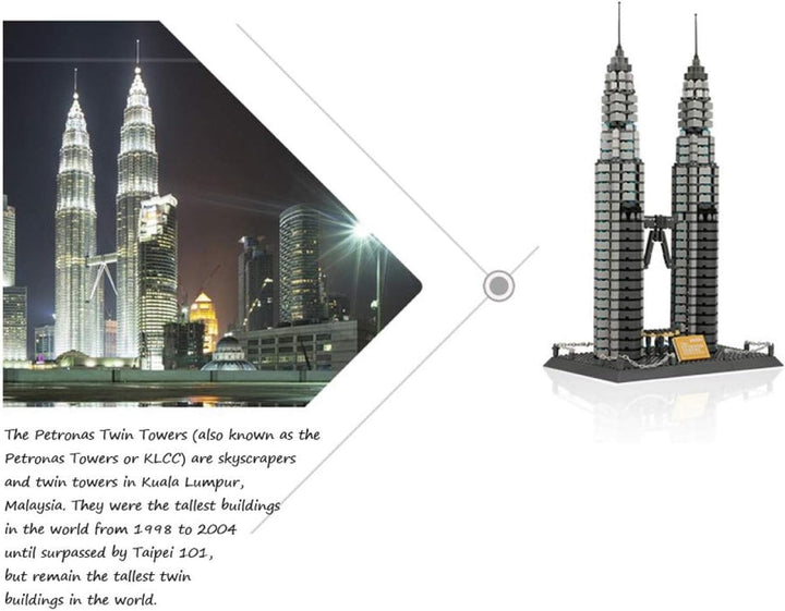 Wange Petronas Tower Kuala Lumpur Architektur-Modell, zur Montage mit mit Bausteinen Petronas Doppel