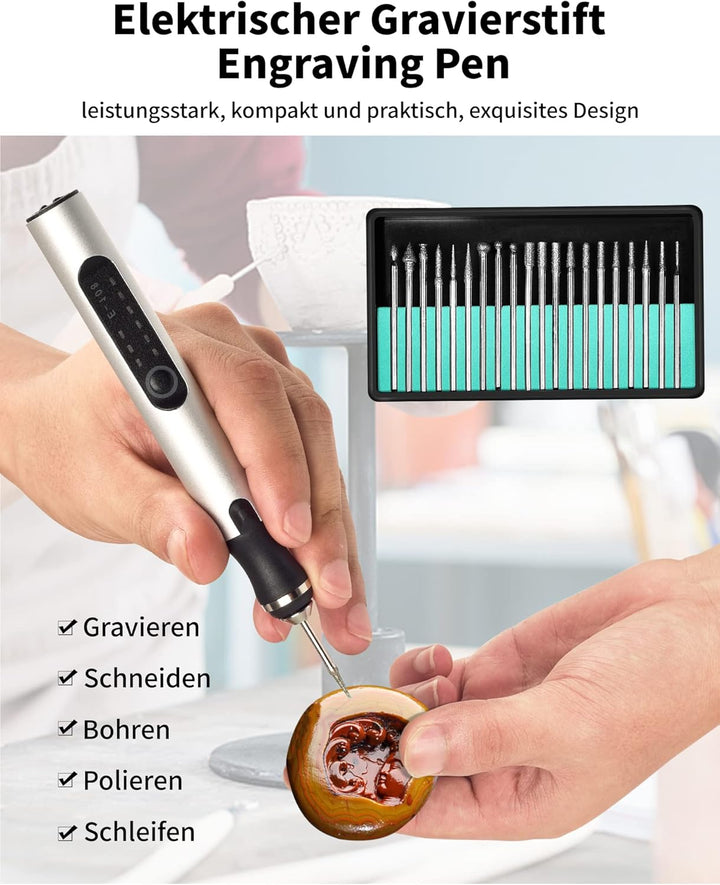 Elektrische Gravierstift Multifunktionaler Gravierwerkzeugsatz, ZITFRI Mini Graviergerät mit Gravurz
