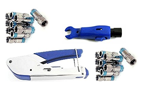 Cabelcon SET bestehend aus Kompressionszange Pocket Tool + Cable Stripper + 20 Stück Kompressions-F-