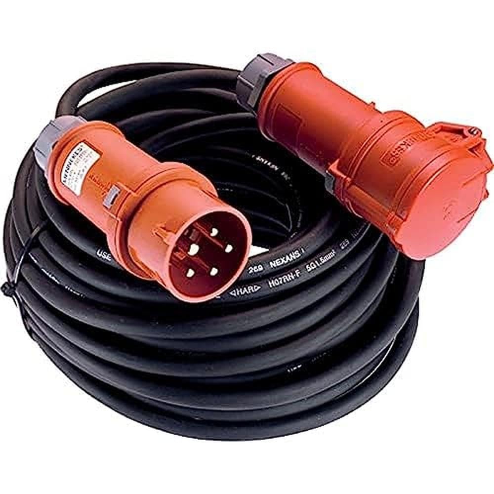 as - Schwabe 60549 CEE-Verlängerung 400V / 32A, 10m H07RN-F 5G4 mit Phasenwendestecker, schwarz, IP4