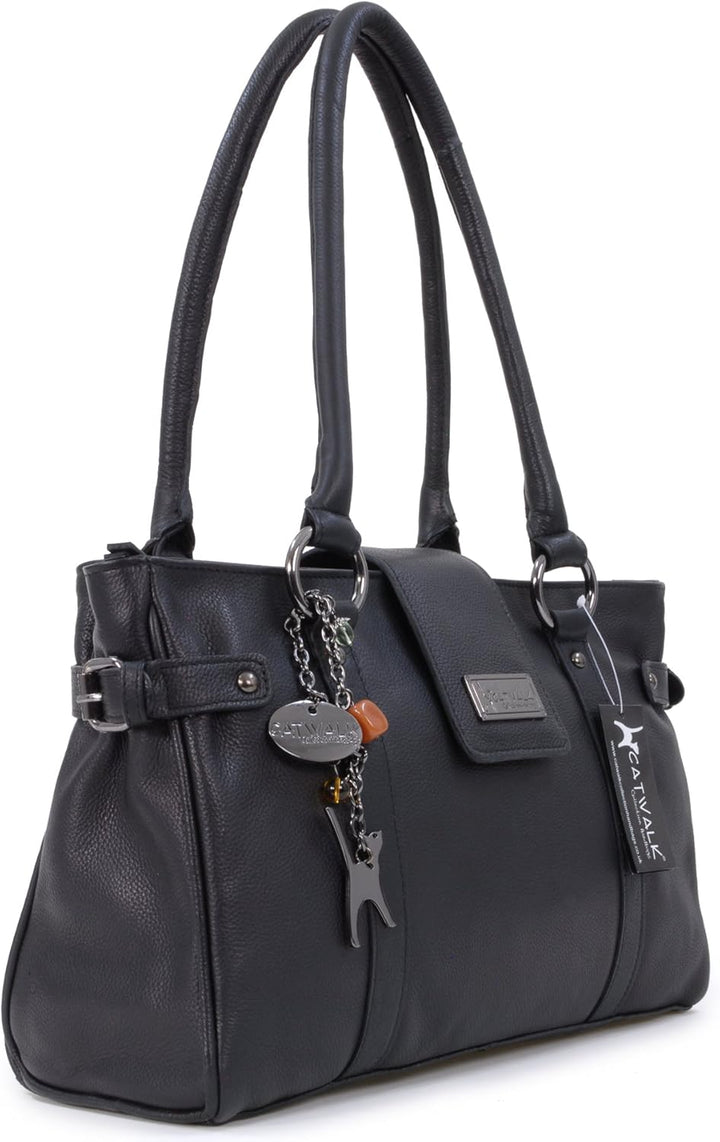 Catwalk Collection Handbags - Leder - Umhängetasche/Handtasche/Schultertasche - MARTINA Schwarz, Sch