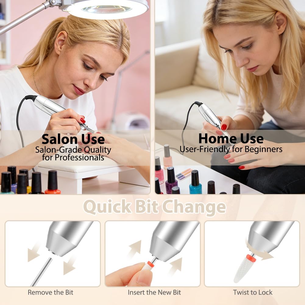 Vicloon Elektrische Nagelfräser Professionell, 40000 U/min Tragbare Nagelfeile Kabellose mit LCD-Dis
