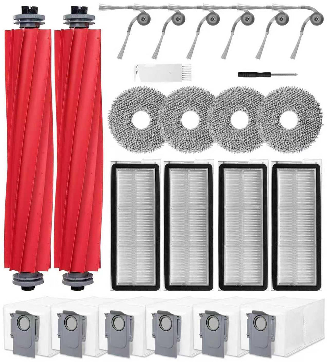 Zubehör für Roborock QV 35A / QV 35S Staubsauger, 2 Hauptbürste, 4 Hepa-Filter, 4 Wischtücher, 6 Sta