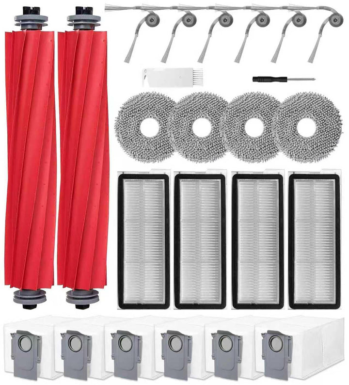 Zubehör für Roborock QV 35A / QV 35S Staubsauger, 2 Hauptbürste, 4 Hepa-Filter, 4 Wischtücher, 6 Sta