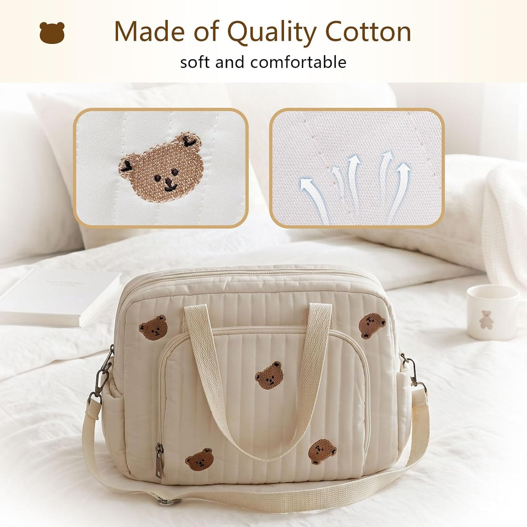 Wickeltasche für Babys, mittelgross, verstellbarer Riemen, Baumwollbär, multifunktionale Kuriertasch