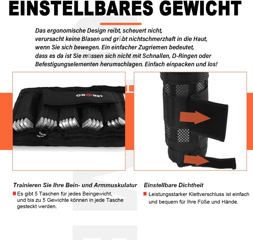 LEKARO Verstellbares Gewichtswesten-Set mit Armgewichten und Beingewichten, Krafttrainings-Workout-S