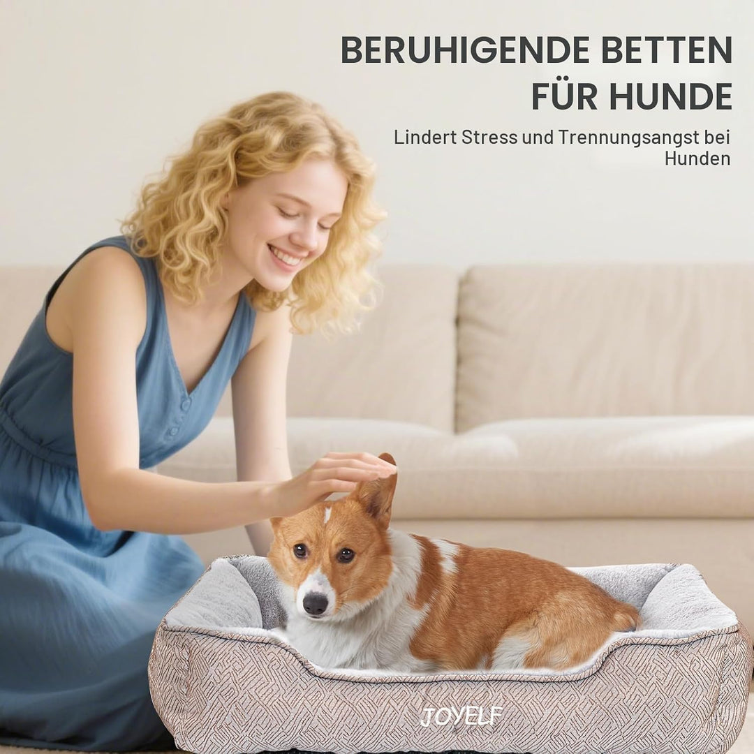 JOYELF Hundebett Waschbares beruhigendes Katzenbett, süsses Flauschiges Haustier Anti Angst Sofa für