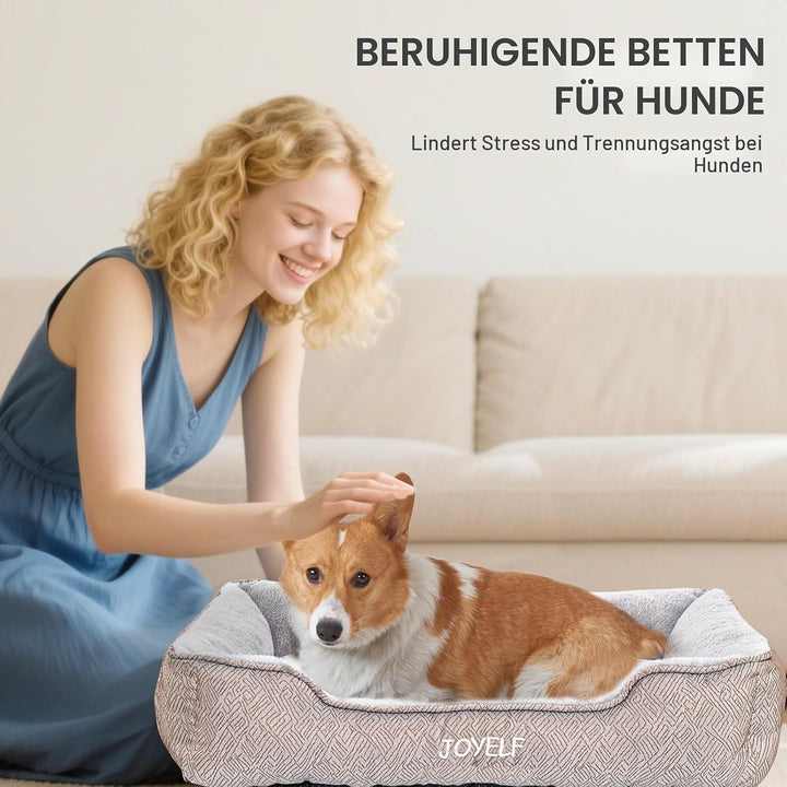 JOYELF Hundebett Waschbares beruhigendes Katzenbett, süsses Flauschiges Haustier Anti Angst Sofa für