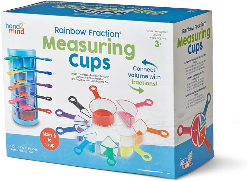 Learning Resources Rainbow Fraction Messbecher Satz von 9 Fraktionen Manipulative, Kinder Messbecher