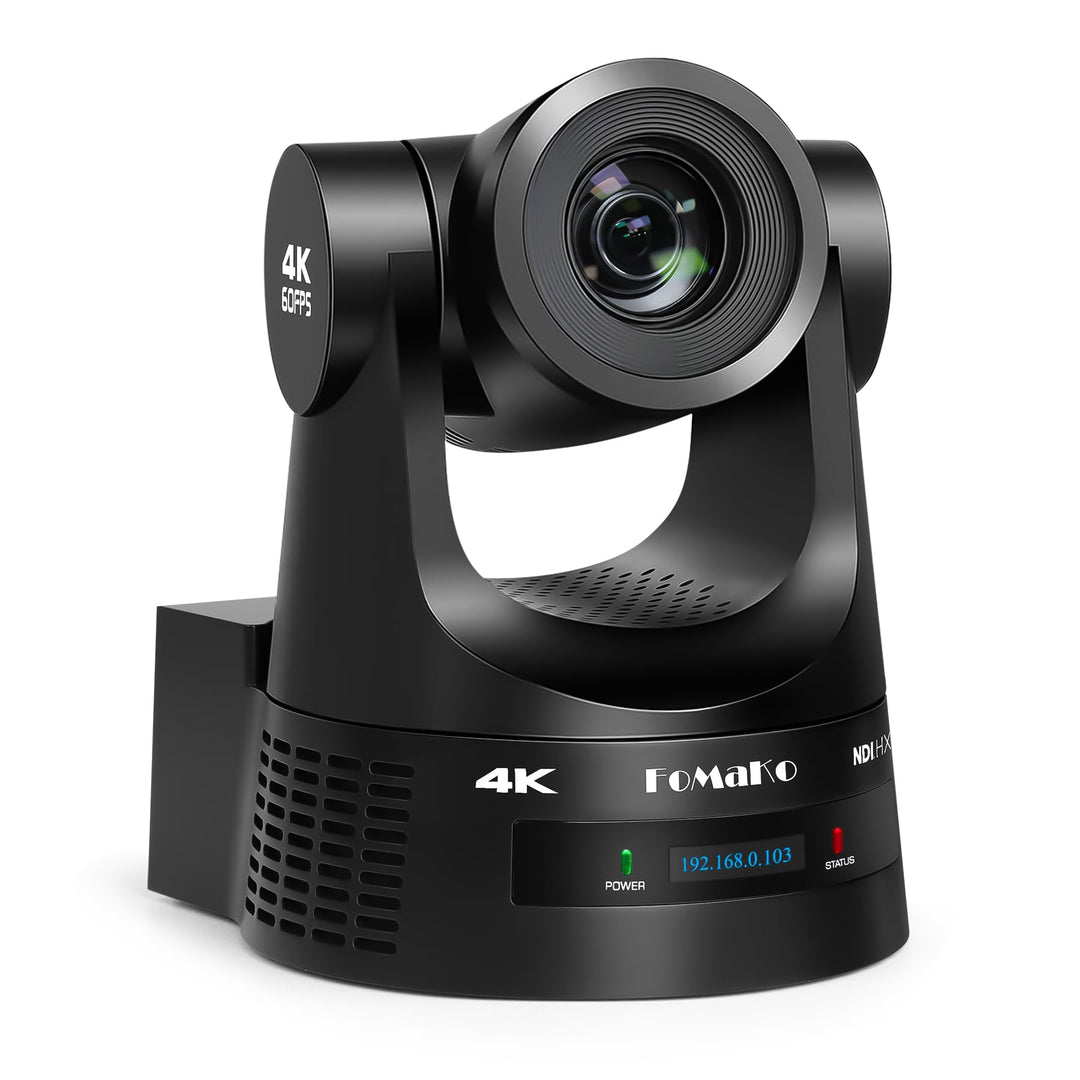 FoMaKo PTZ Kamera 4K 60FPS NDI HX3, 20x Optischer Zoom, Gen 3 KI Auto-Tracking, 3G-SDI/HDMI/NDI/USB/