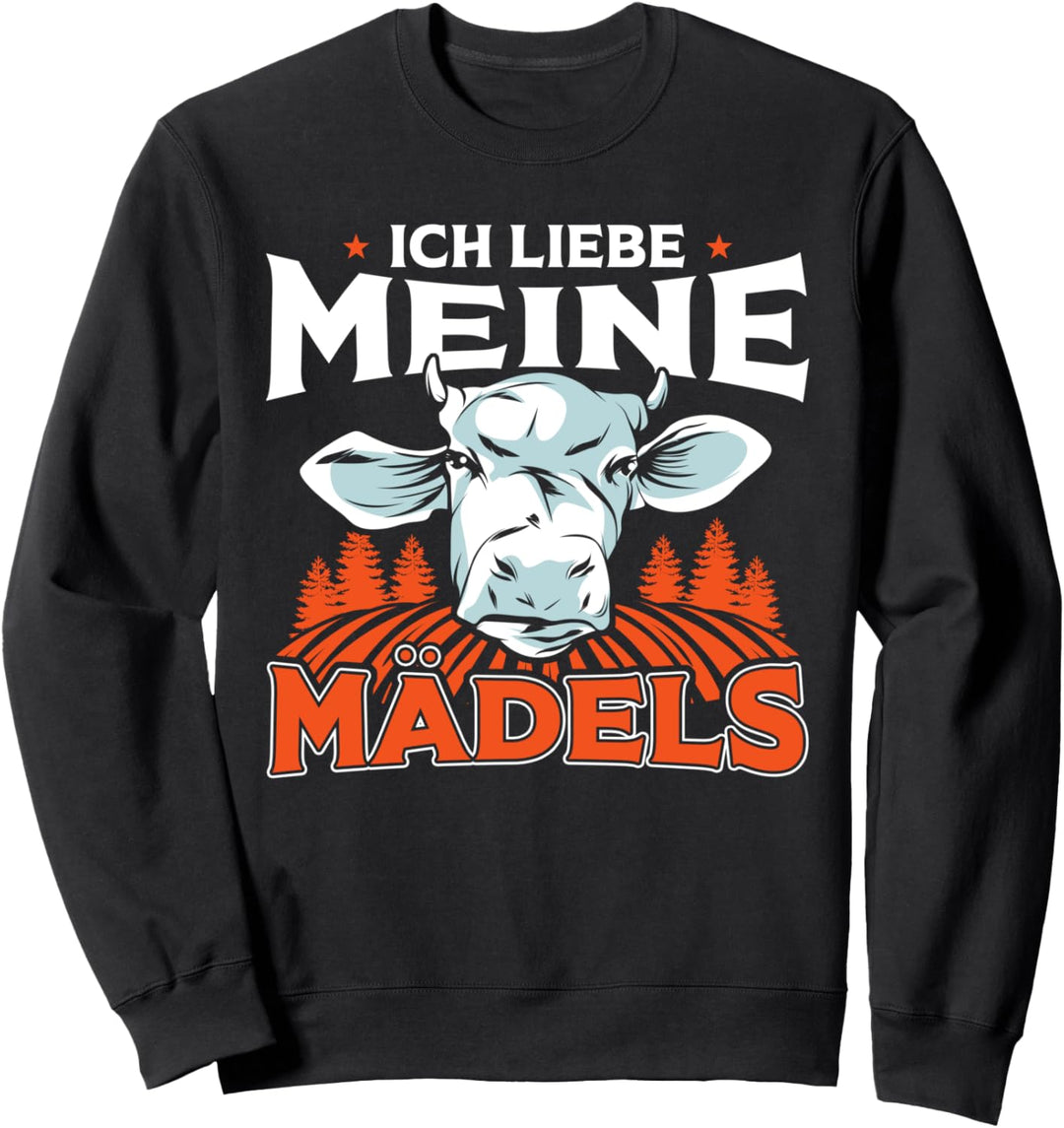 Bäuerin Kuh & Landwirt Ich Liebe Meine Kühe Mädels Sweatshirt