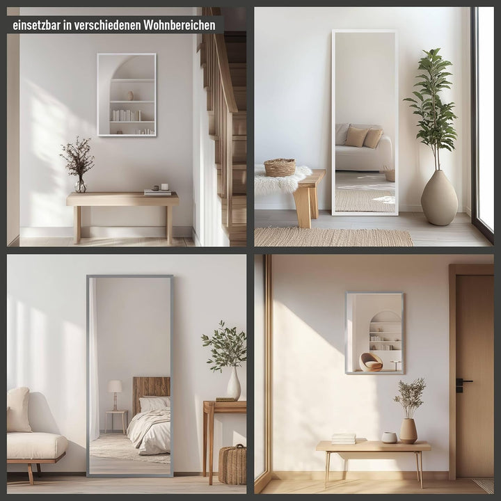 Wandspiegel, 70 x 170 cm, Holz (MDF), Silber Glanz, Ganzkörperspiegel für alle Wohnbereiche, Hoch- &
