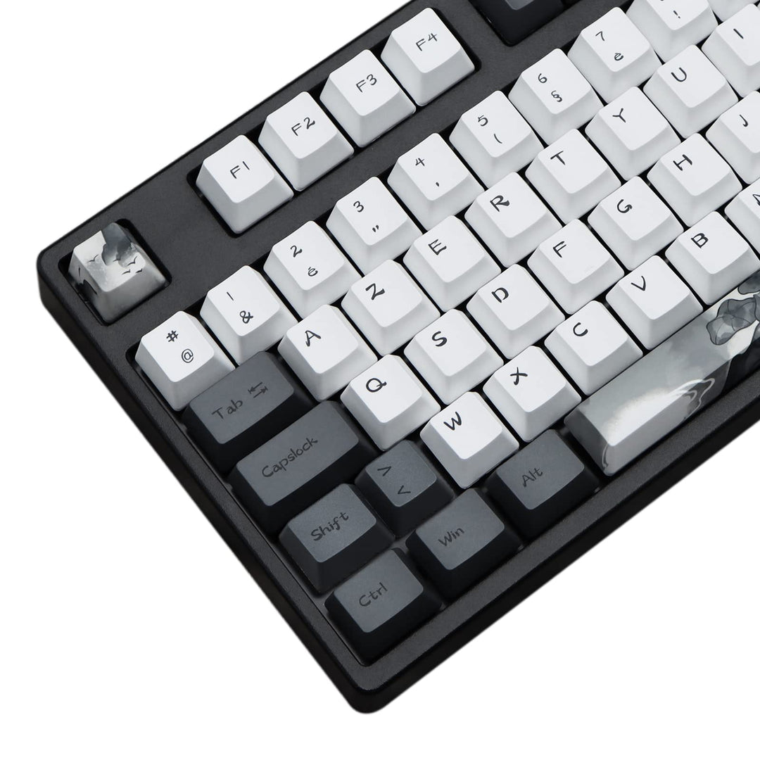 MOLGRIA Ink Lotus Benutzerdefinierte Tastenkappen, 140 Set für Gaming-Tastatur, PBT OEM-Profilfarbst