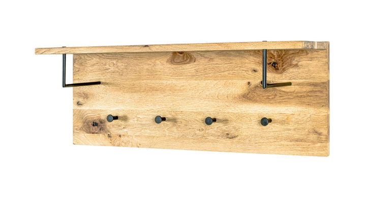 HAKU Möbel Wandgarderobe, Massivholz, eiche geölt-schwarz, B 80 x T 20 x H 30 cm Eiche Geölt-schwarz