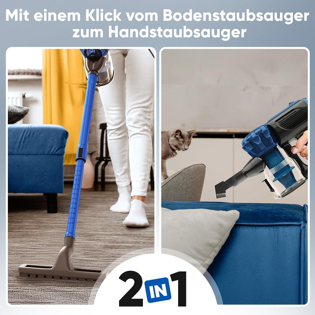 Proficare, 2in1 Staubsauger PC-BS3133-Blue, Handstaubsauger und kabelgebundener Besen, 600 W, HEPA-F