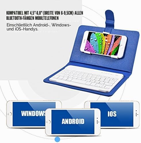 Telefon Universal Wireless Bluetooth Tastatur, Flip Magnetic Leather Travel Tragetasche mit Ständer
