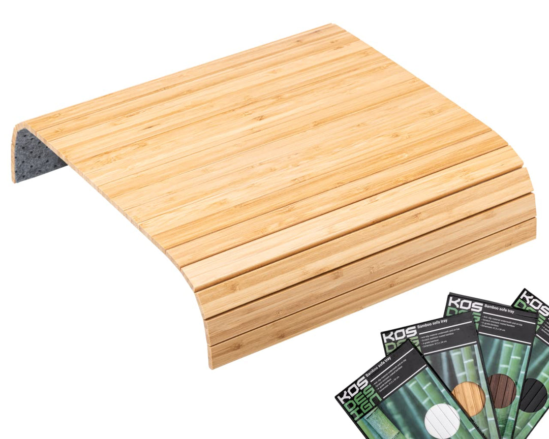 Bamboo Sofatablett für die Armlehne- Anti-Rutsch, Flexibler Sofatisch - Langlebiger Couchtisch mit e