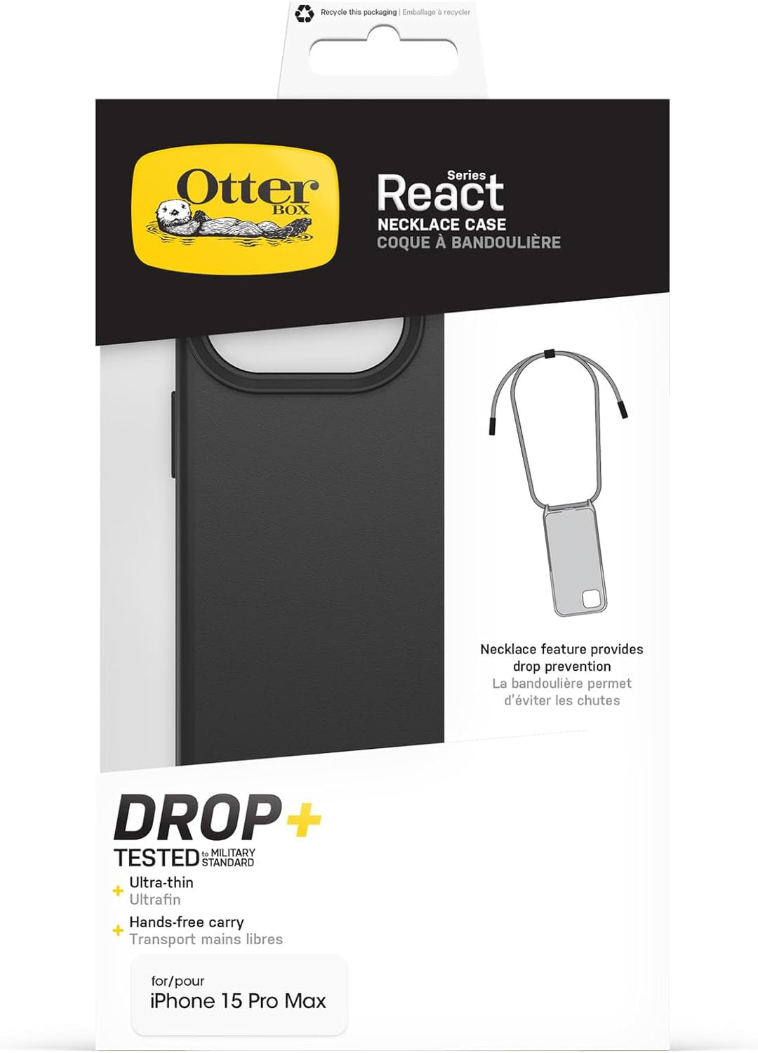 OtterBox React Necklace Hülle mit MagSafe für iPhone 15 Pro Max, ultraschlanke, schützende Hülle mit
