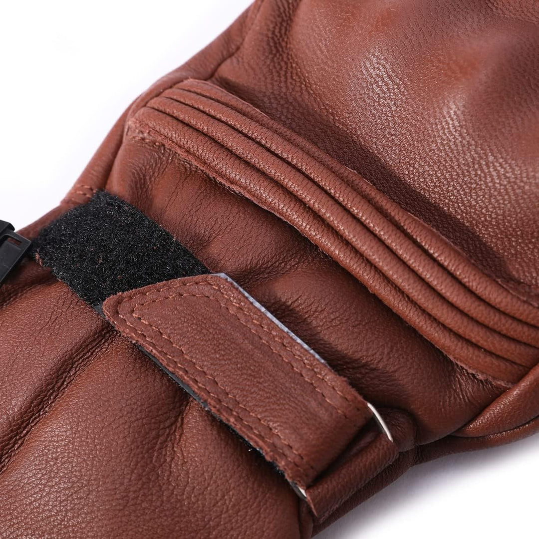Harssidanzar Herren Winter Motorradhandschuhe,echtes Leder Vollfinger Touchscreen Thermisch gefütter