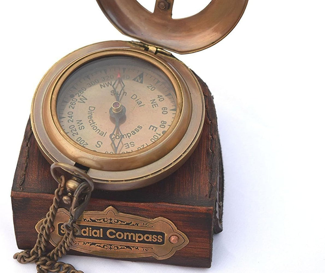 Vintage-Kompass, Euphoria, Kompass, Box|-Compass|Compass für Hiking|Compass Outdoor|Vintage, in Lede