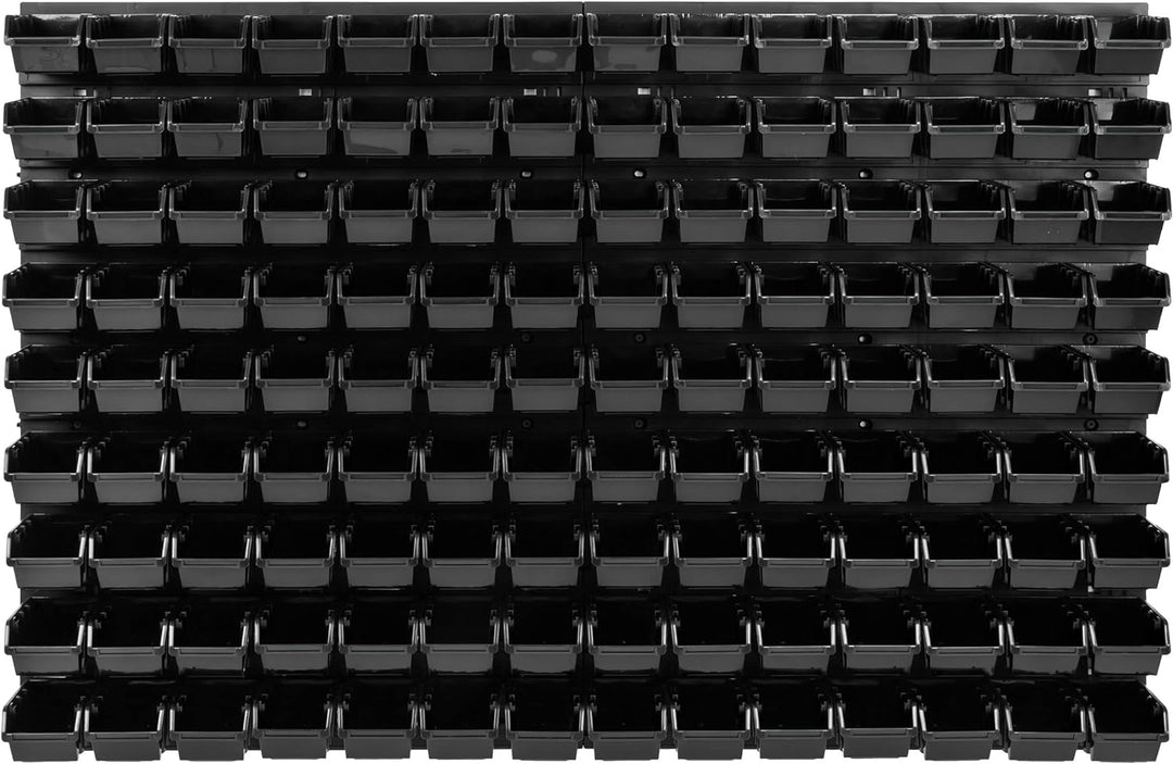 Lagersystem Werkstattregal | 115 x 78 cm | 126 stck. Box | Wandregal mit Stapelboxen - Wandplatten E
