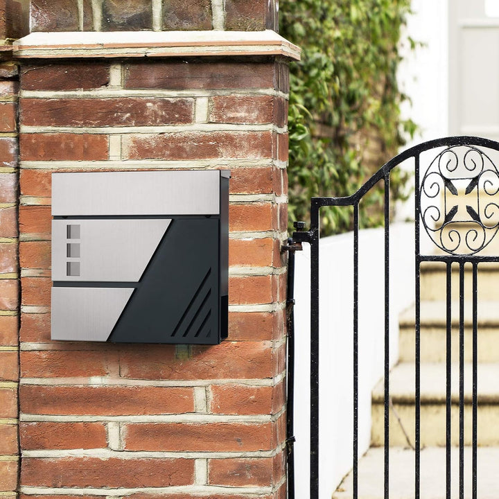SONGMICS Briefkasten, 2er Set, Wandbriefkasten mit Sichtfenster, für Haustür, mit Schloss und Schlüs