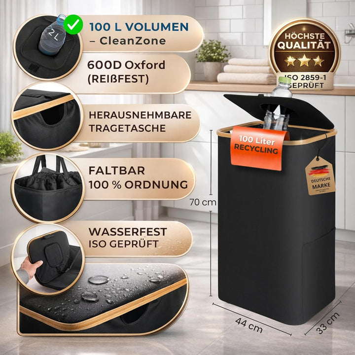 Pfandflaschen Sammelbehälter 100 L, faltbar & stabil, Flaschensammler Leergut, grosse Pfandbox, Pfan