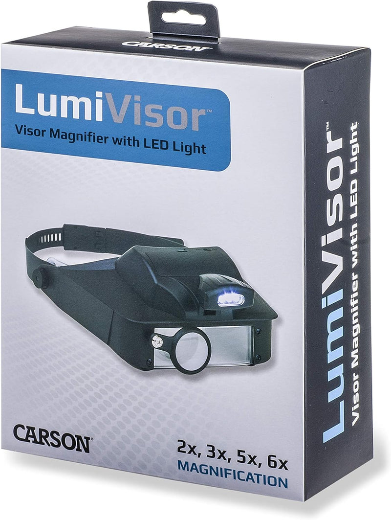 Carson LumiVisor 2x/3x/5x/6x Kopflupe mit LED und verstellbarem Kopfband (LV-10) LumiVisor (LV-10),