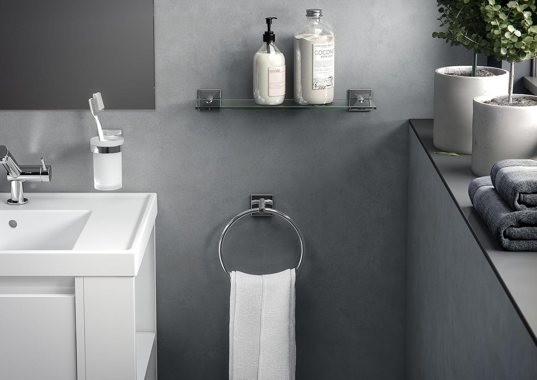 Bath + Duo Square Regal Glas 40 x 10,5 x 5 cm Chrom/Chrom Quadratisch (Duo Square) 40 cm, Quadratisc
