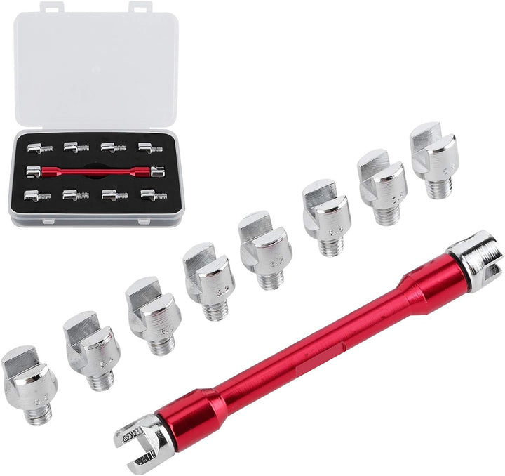 Qiilu Motorrad Speichenschlüssel, Motorrad Speichen Schlüssel CNC Schraubenschlüssel Set 5,0-6,8 Län