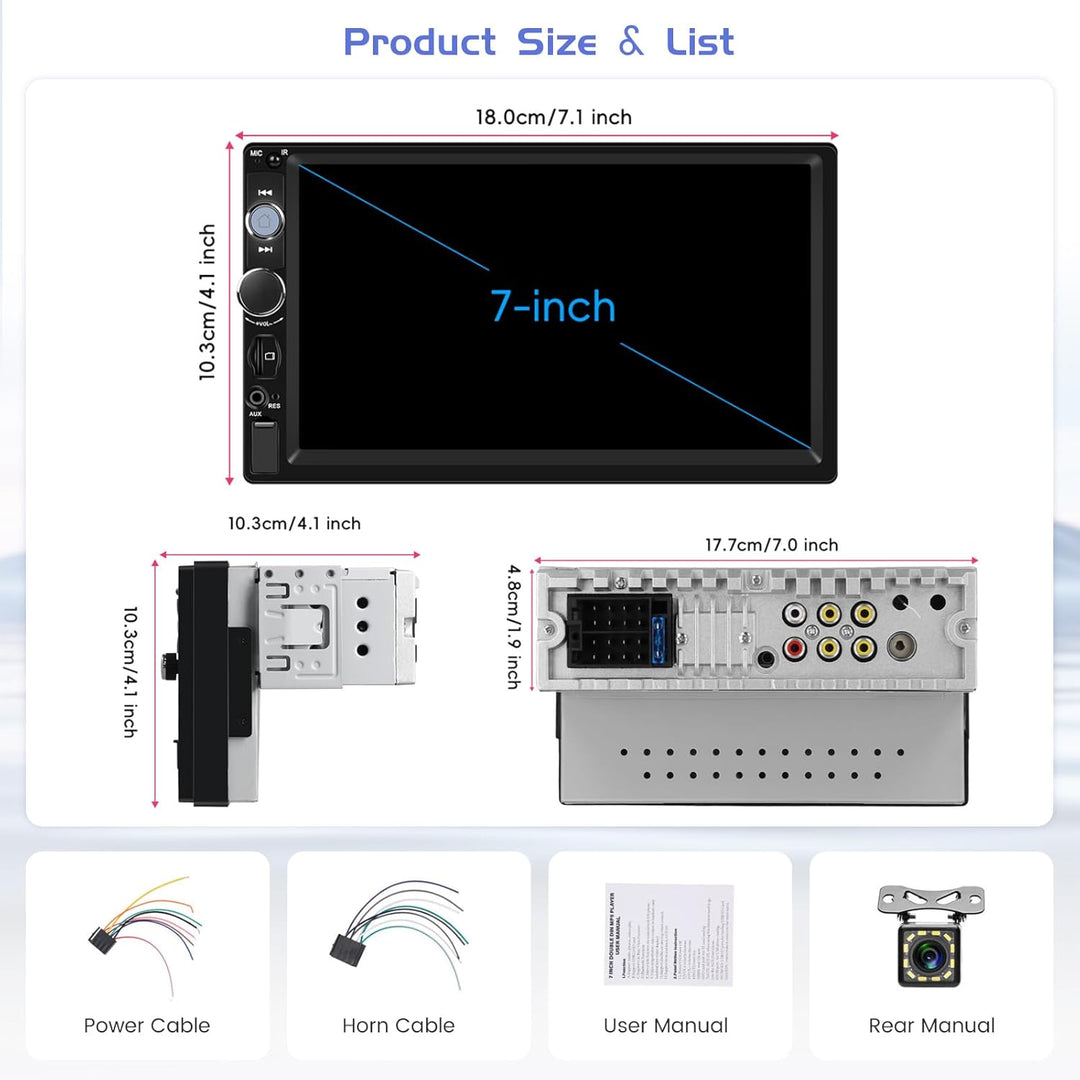Hikity 1 Din 7 Zoll HD Touchscreen Auto Radio Kompatibel mit Apple CarPlay Android Auto,Autoradio mi