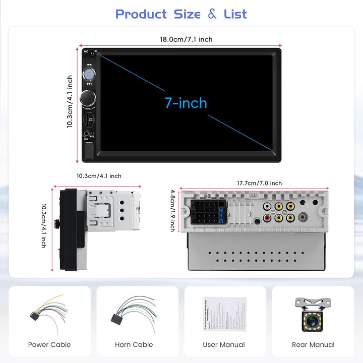Hikity 1 Din 7 Zoll HD Touchscreen Auto Radio Kompatibel mit Apple CarPlay Android Auto,Autoradio mi