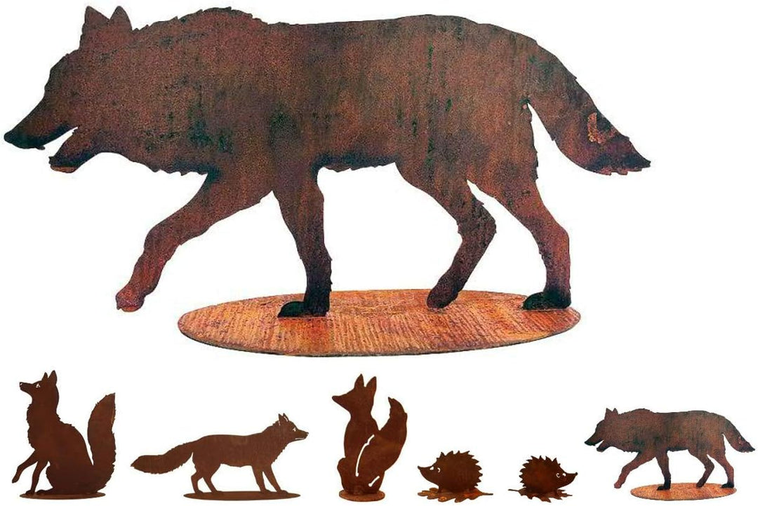 Gartenfigur Rost auf festem Stand – Hochwertig & Wetterfest - Metall Tierfigur - Edelrost Dekofigur/