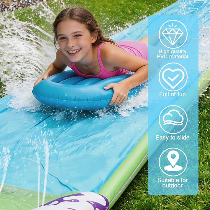 Foreverup Wasserrutsche Garten für Kinder, 480 * 70CM Single Wasserrutschmatte mit Bodyboards, Singl
