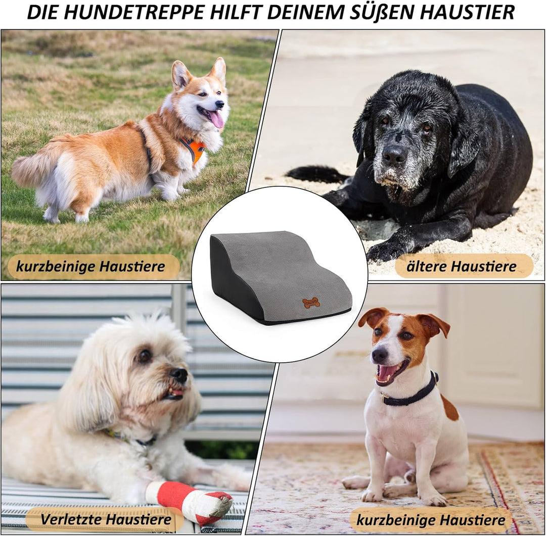 CALIYO Hundetreppe 2 Stufen, Hundetreppe für Kleine Hunde, Katzentreppe 26 cm hoch, Haustiertreppe m