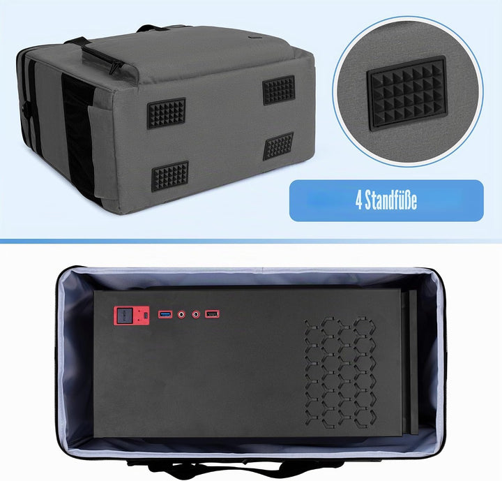 CURMIO Doppelschichte Tragetasche für PC Computer, Desktop-Computer-Reisetasche für PC-Gehäuse, Tast